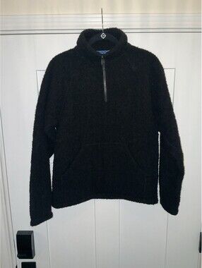 PETROS Merino Wool 1/4 Zip Sweater - Black Men's Large NWOT